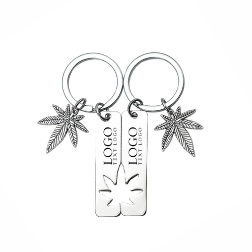 Silver Couple Keychains with Leaf Design