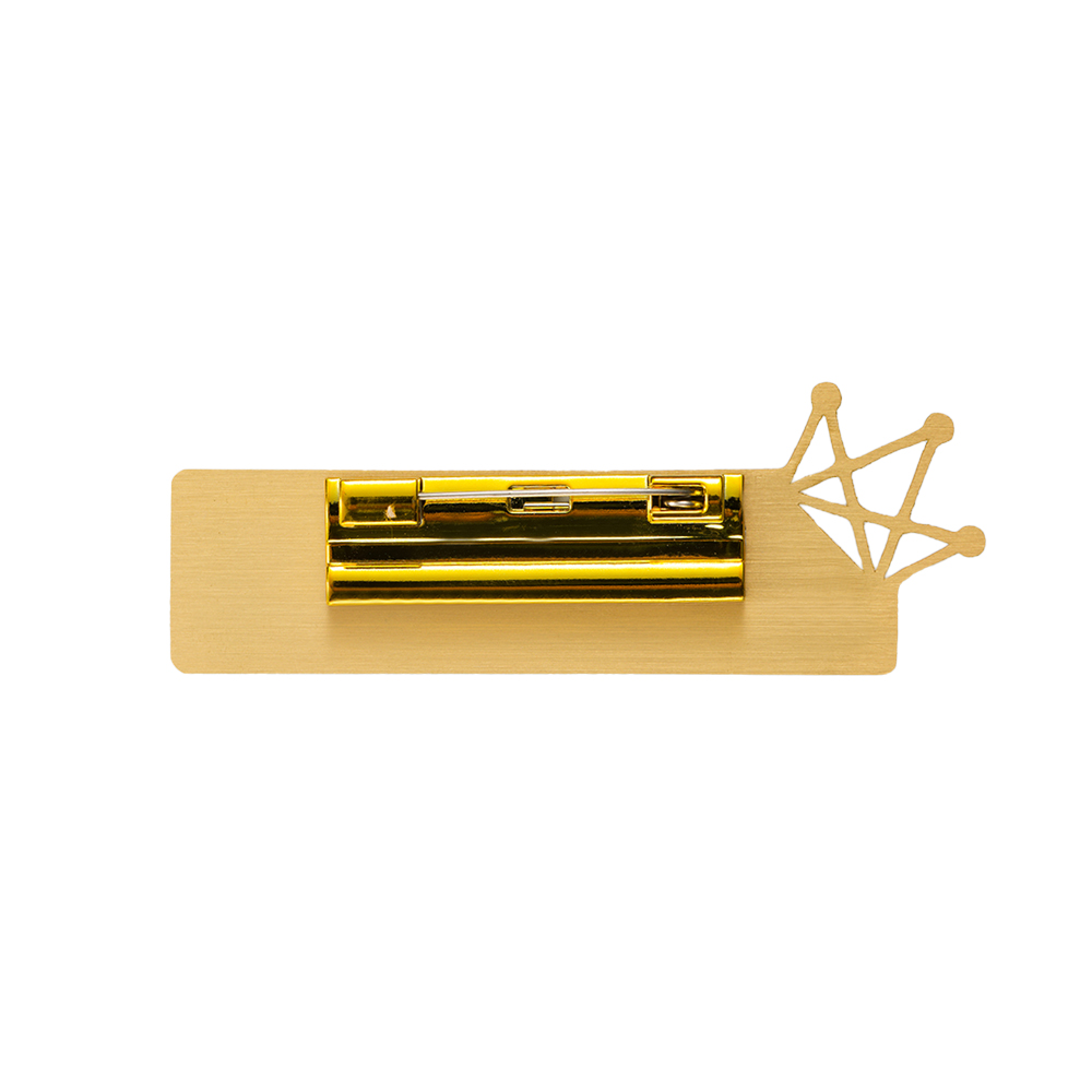 Cut-Out Crown Brushed Matte Name Tags For Work Back