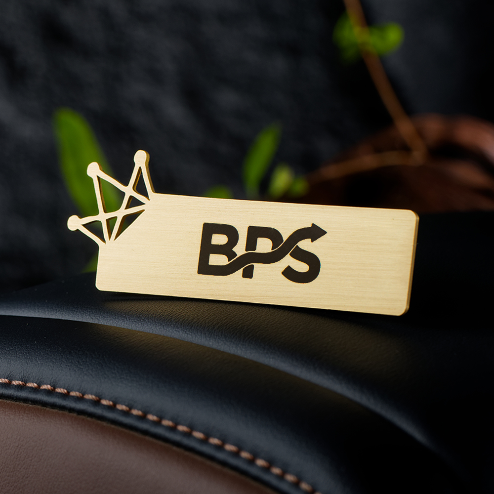 Cut-Out Crown Brushed Matte Name Tags For Work