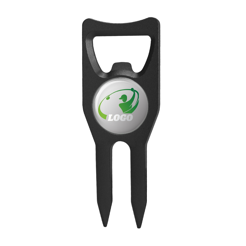 Aluminum Alloy Opener Custom Golf Divot Tool with Ball Marker Black with Logo