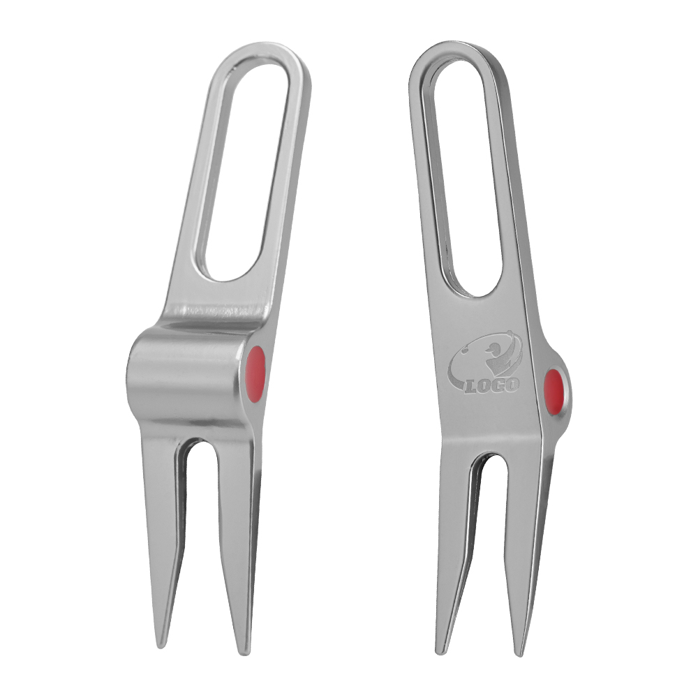 Sleek Custom Golf Divot Repair Tool Silver with Logo Both Sides Sleek Custom Golf Divot Repair Tool Silver with Logo Both Sides