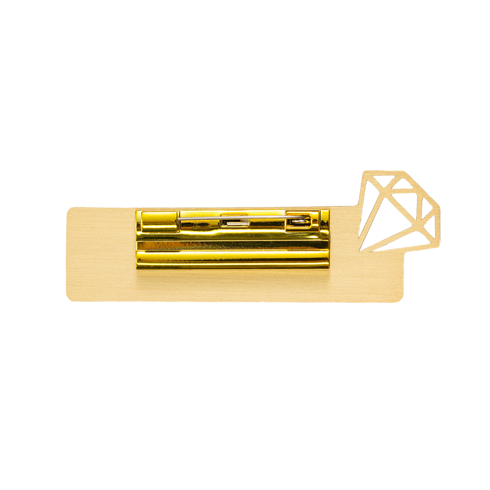 Cut-Out Diamond Brushed Matte Name Tags For Work Back