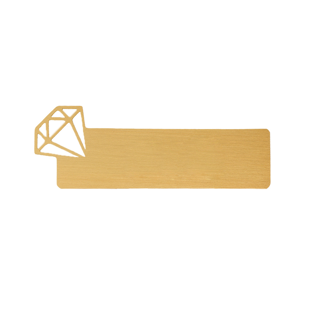 Cut-Out Diamond Brushed Matte Name Tags For Work Gold