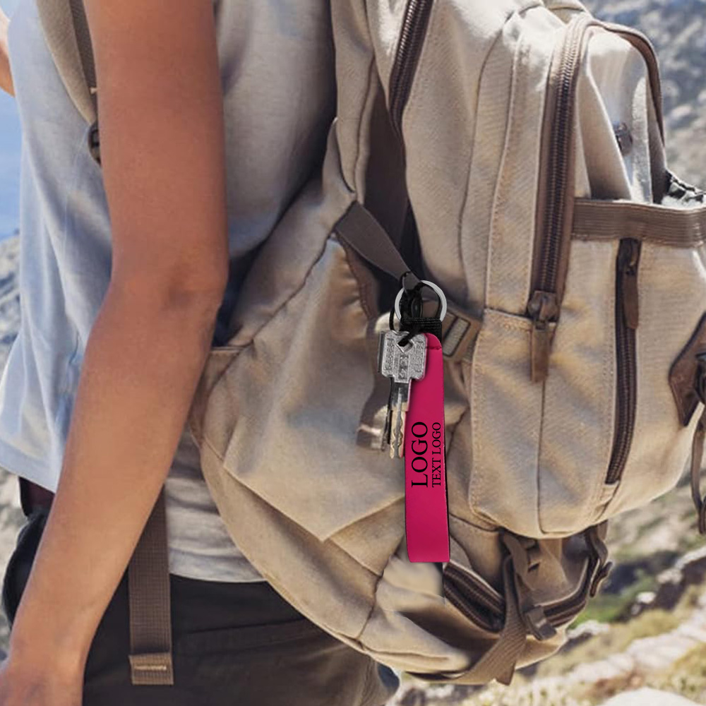 Neoprene Wristlet Keychain Lanyard Pink