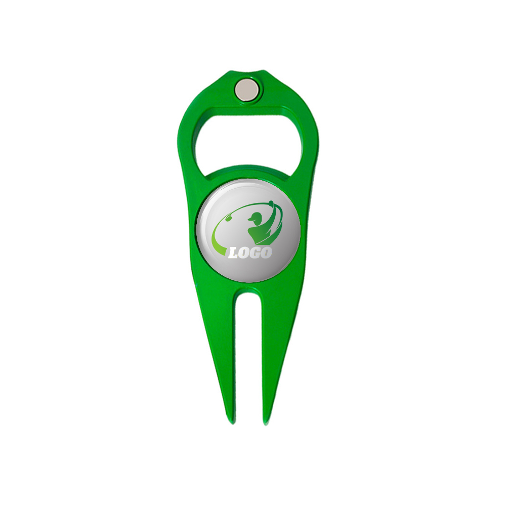 Logo Divot Tool with Bottle Opener Green with Logo