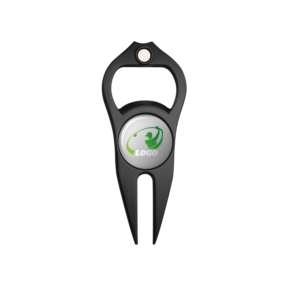 Logo Divot Tool with Bottle Opener Black with Logo