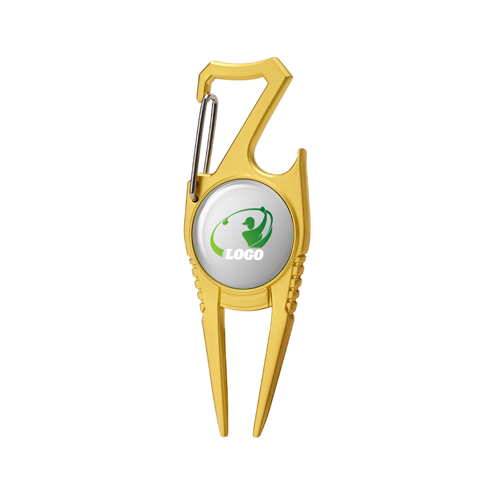 Personalized Bottle Opener Divot Tool Gold with Logo