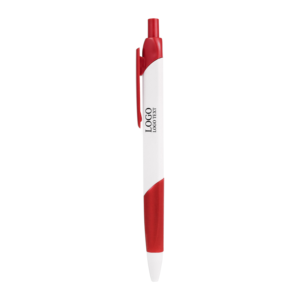 红Custom Color Triangle Push Action Balpen met logo-rood
