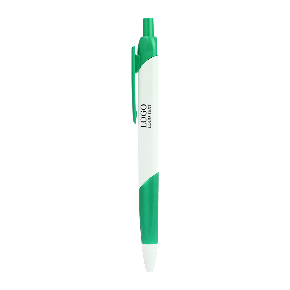 Custom Color Triangle Push Action Balpen met logo-groen
