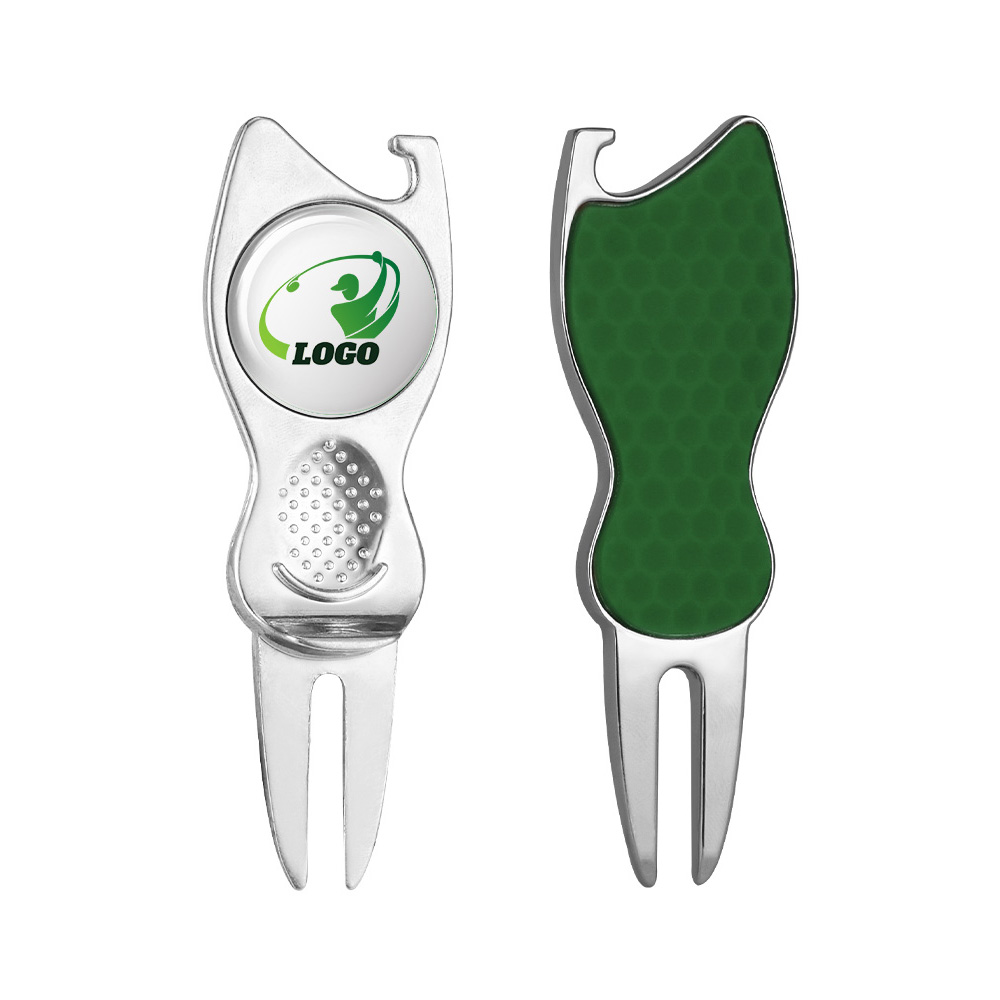 Magnetic Ball Marker and Divot Tool Gift Set Green with Logo Both Sides