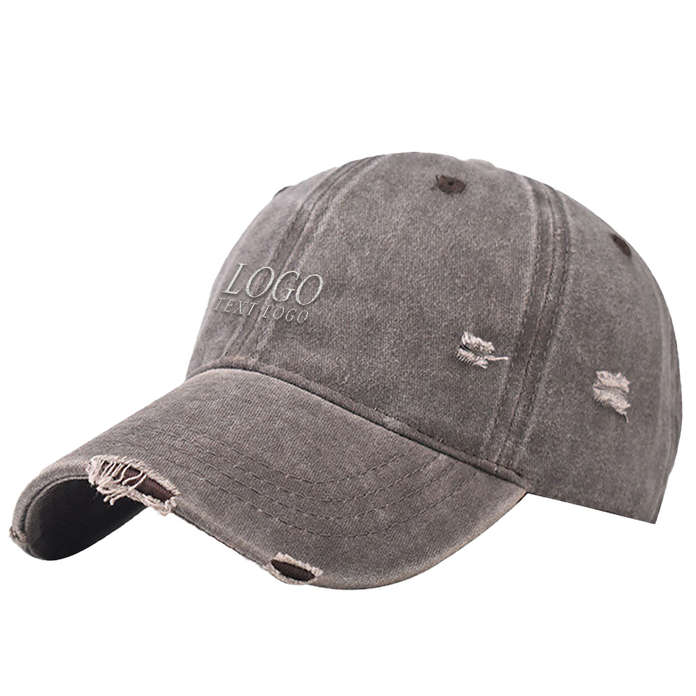 Personalized Ripped Distressed Custom Hat Brown with Logo