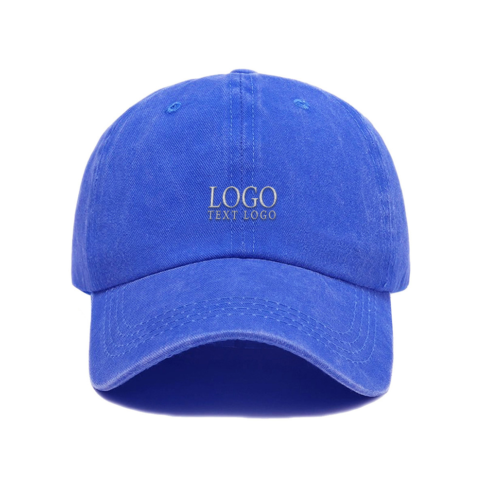 Vintage Washed Custom Dad Hat Royal Blue with Logo