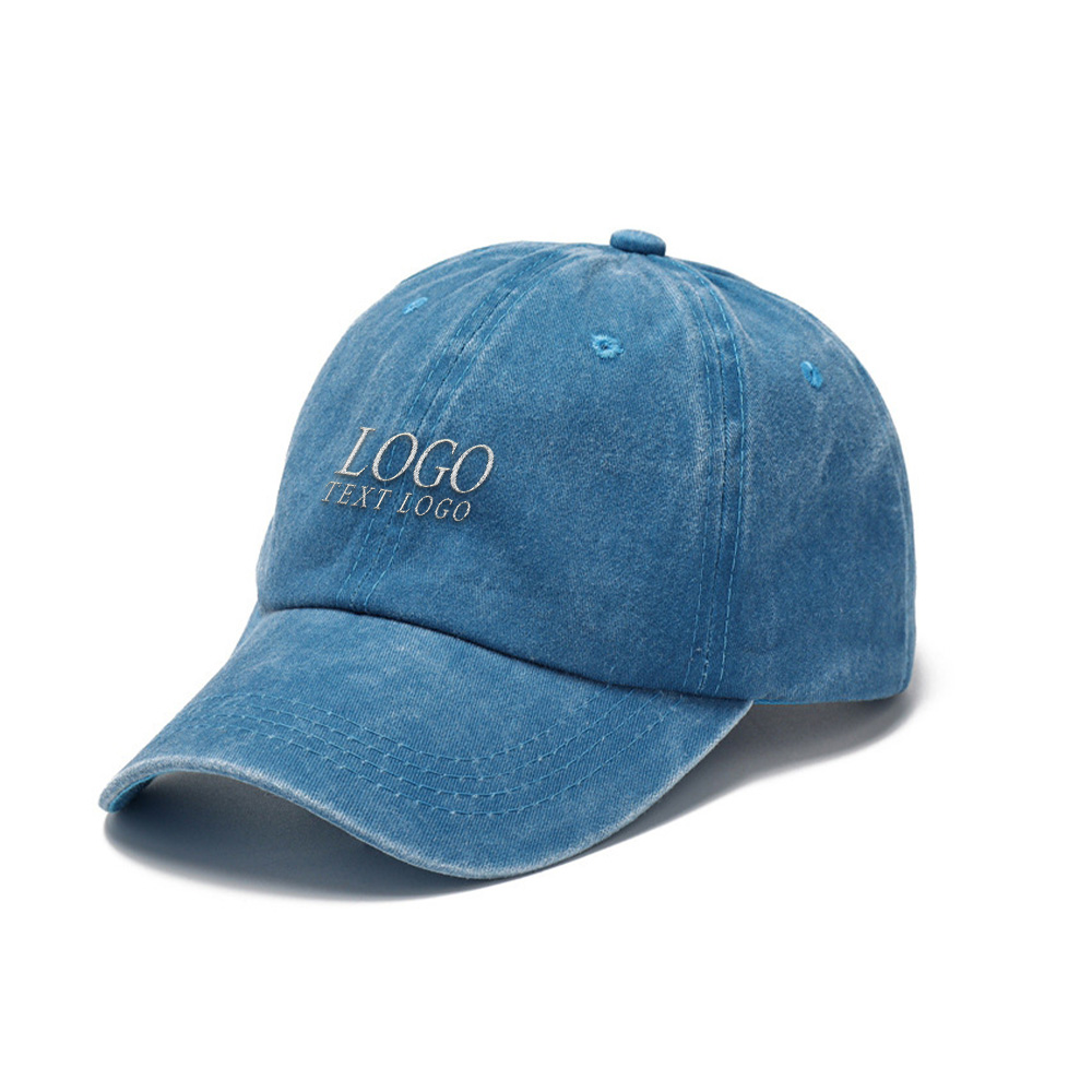 Custom Retro Washed Hat Lake Blue with Logo