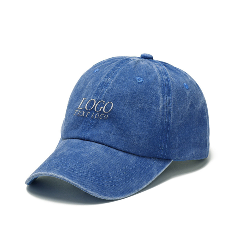Custom Retro Washed Hat Royal Blue with Logo