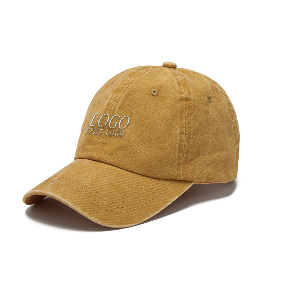 Custom Retro Washed Hat Yellow with Logo