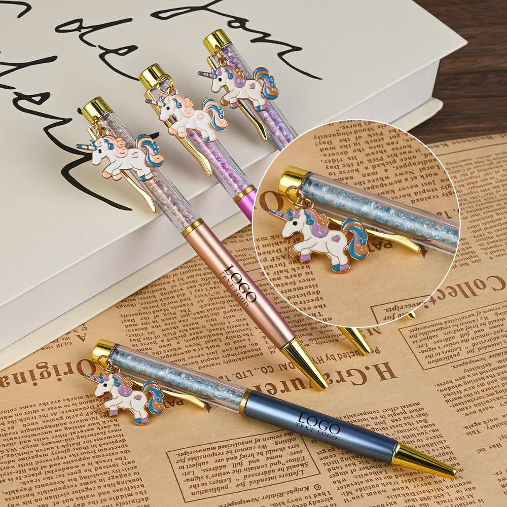 Custom Ballpoint Pens with Unicorn Pins Detail Diagram