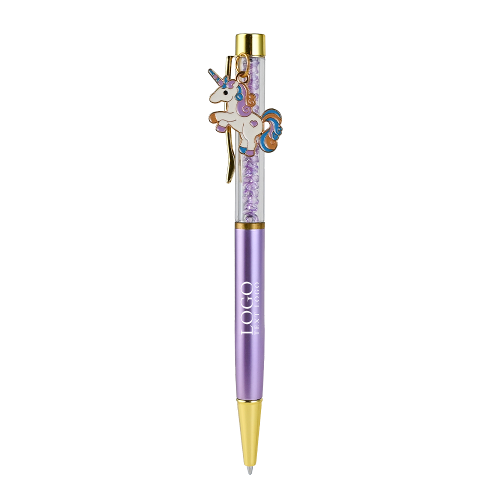 Custom Ballpoint Pens with Unicorn Pins with Purple
