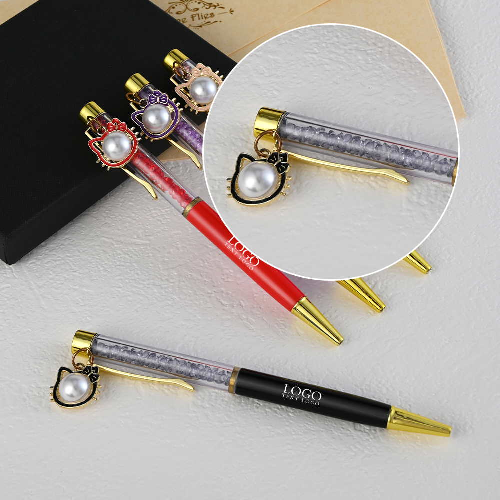 Custom Ballpoint Pen with Cat Pendant Detail Diagram
