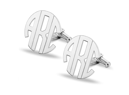 Block Monogram Silver Cufflinks