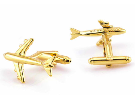 Gold Aircraft Cufflinks