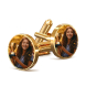 Gold Round Picture Cufflinks