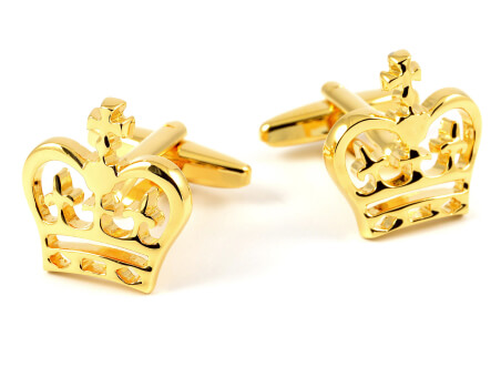 Gold Tone Crown Shaped Cuff Links