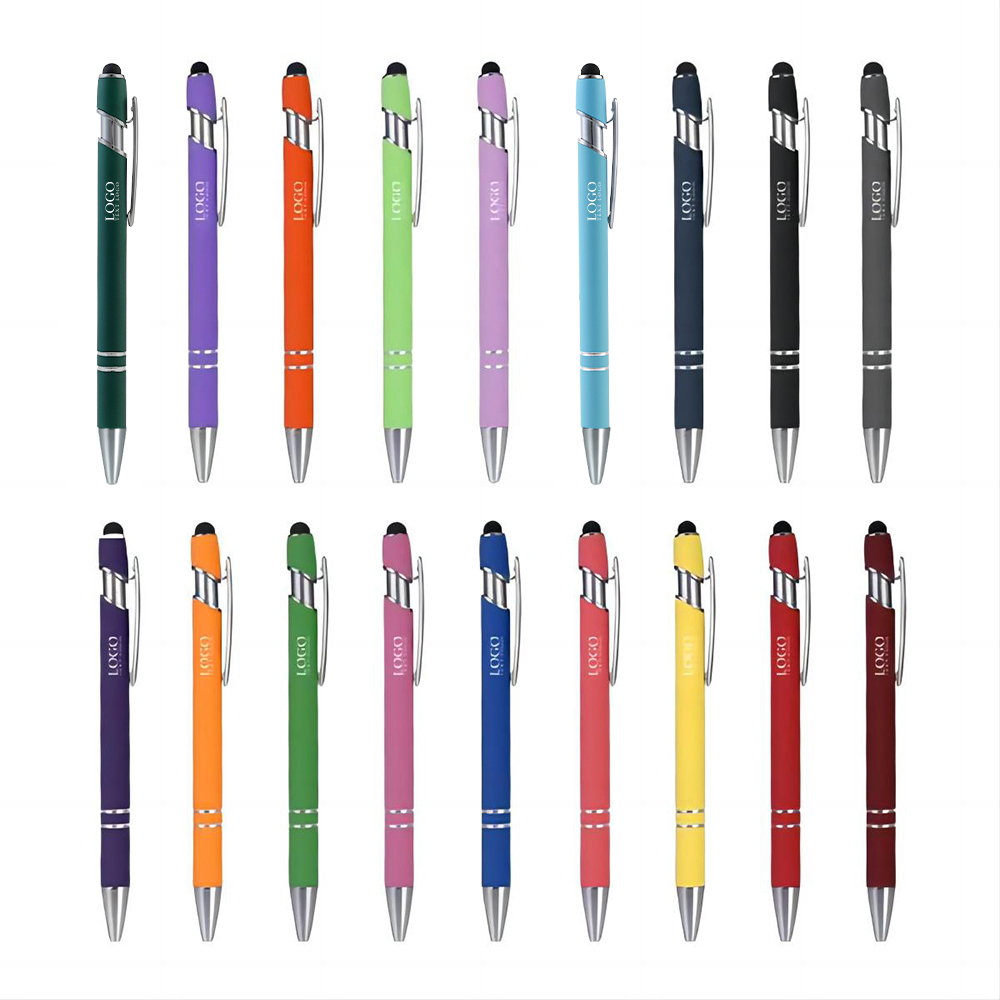 Personalized Rubber Black Stylus Ballpoint Pen All Colors