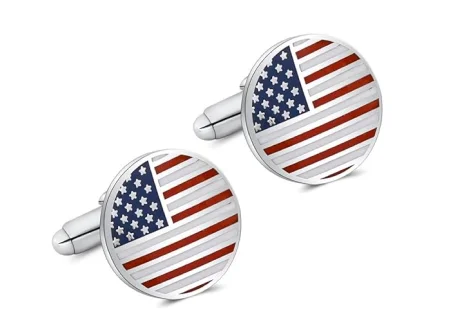Silver USA Flag Enamel Cufflinks