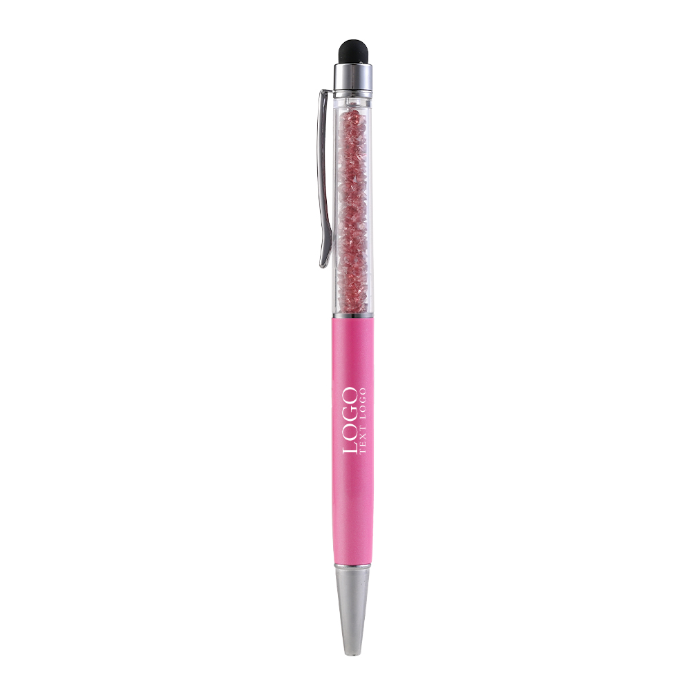 Crystal Stylus Retractable Ballpoint Pen Pink with Logo