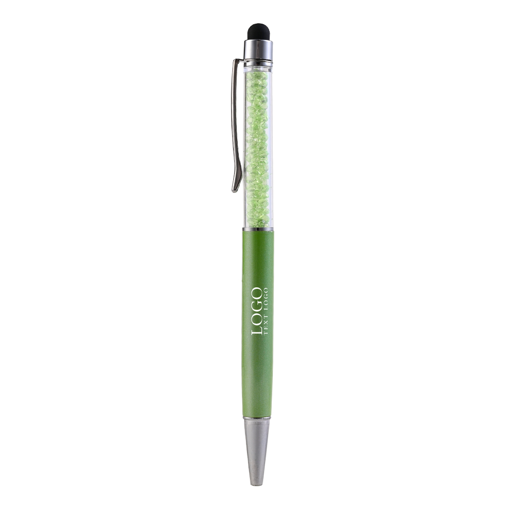 Crystal Stylus Retractable Ballpoint Pen Green with Logo