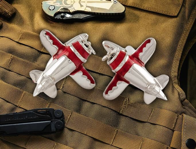 Gee Bee Plane Enamel Cufflinks