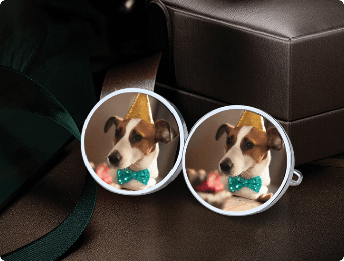 Pets Photo Gold Cuff Links