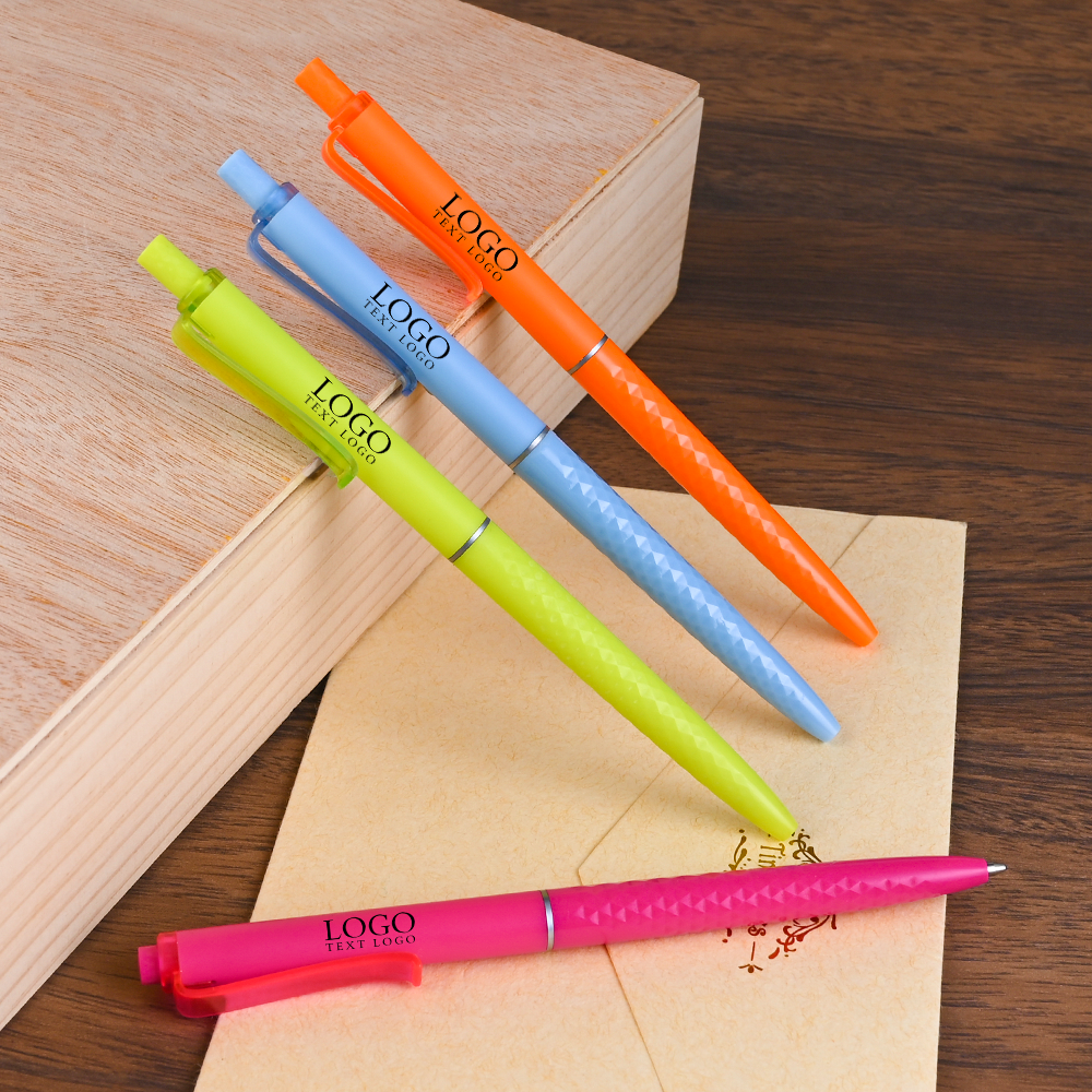 Pink Promotional Soft Grip Island Click Pen Scene Diagram