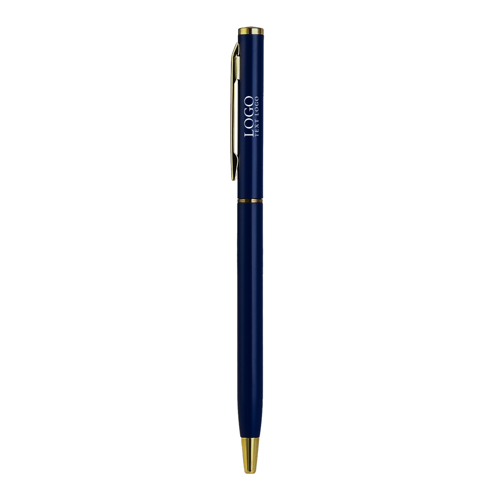 The Slim MetalTwist Pen Blue with Logo