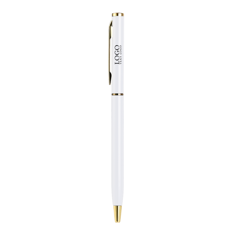The Slim MetalTwist Pen White with Logo