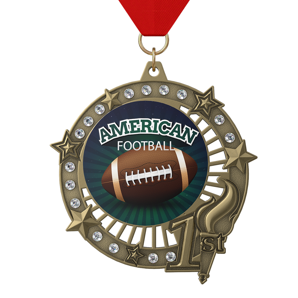 American Football First Place Medal Design with ribbon