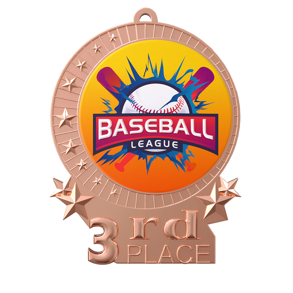 Baseball League Third Place Medal front Baseball League Third Place Medal front