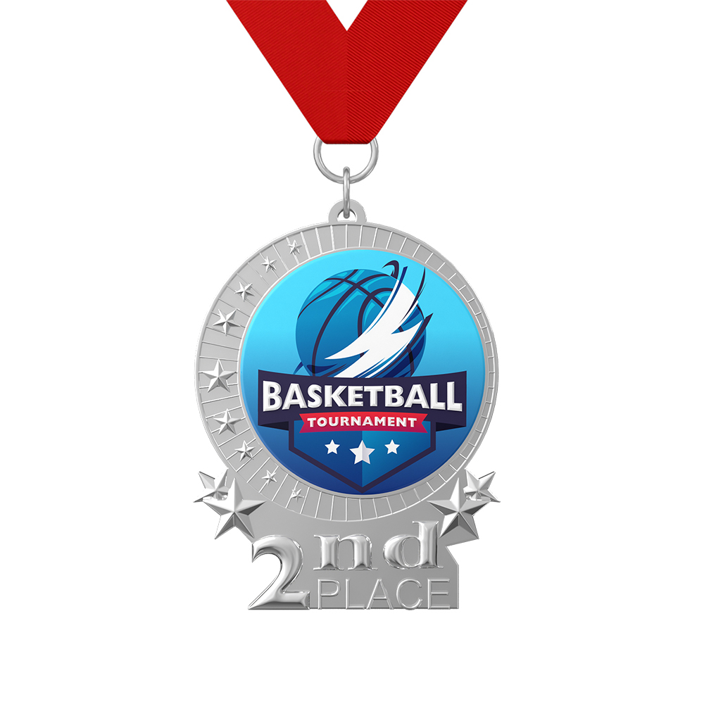 Basketball Tournament 2nd Place Medal with ribbon Basketball Tournament 2nd Place Medal with ribbon