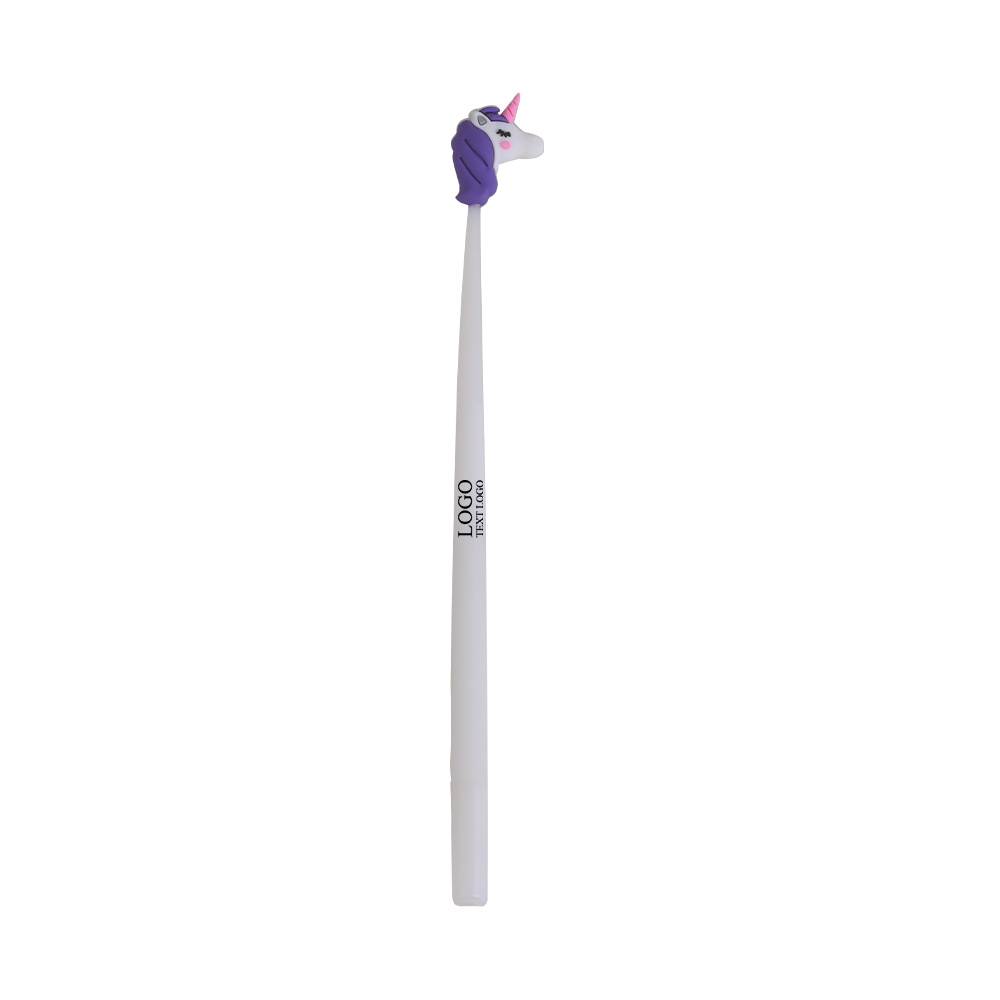 Custom Creative Cartoon Gel Pens with Black Ink White Pole with Purple