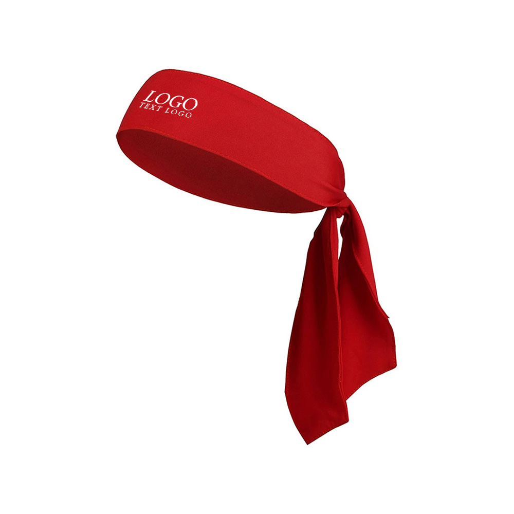 Long Strap Sports Headband Red with Logo
