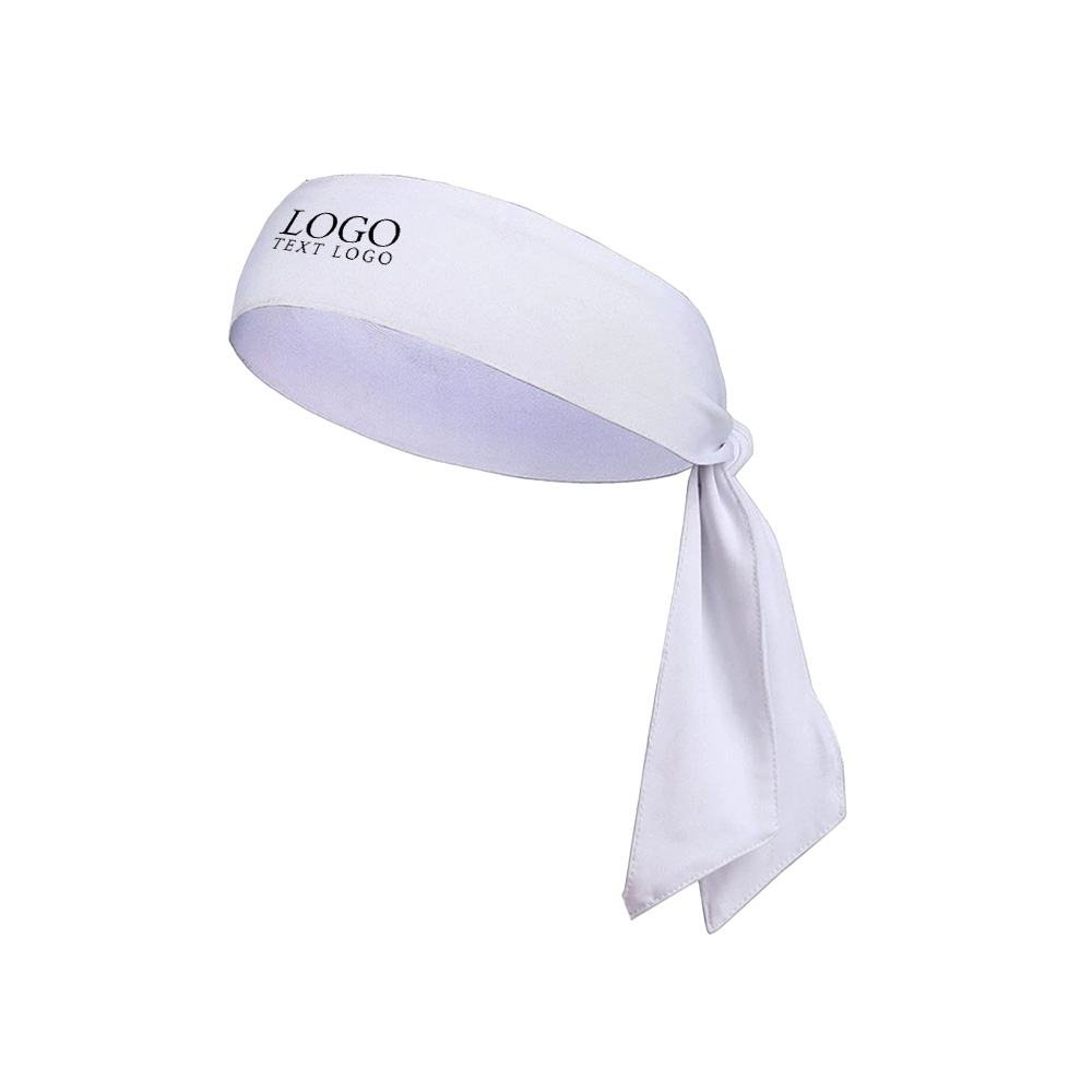 Long Strap Sports Headband White with Logo