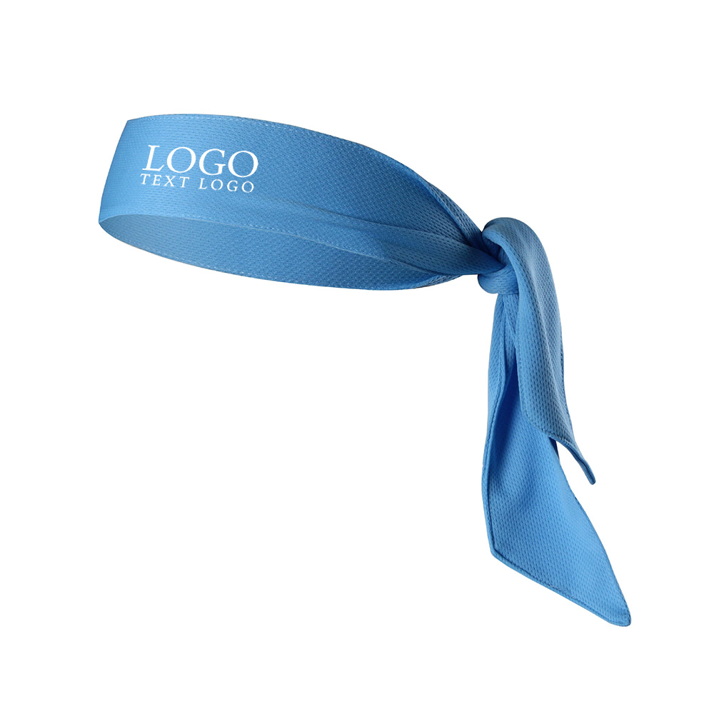 Mesh Long Strap Sports Headband Light Blue with Logo