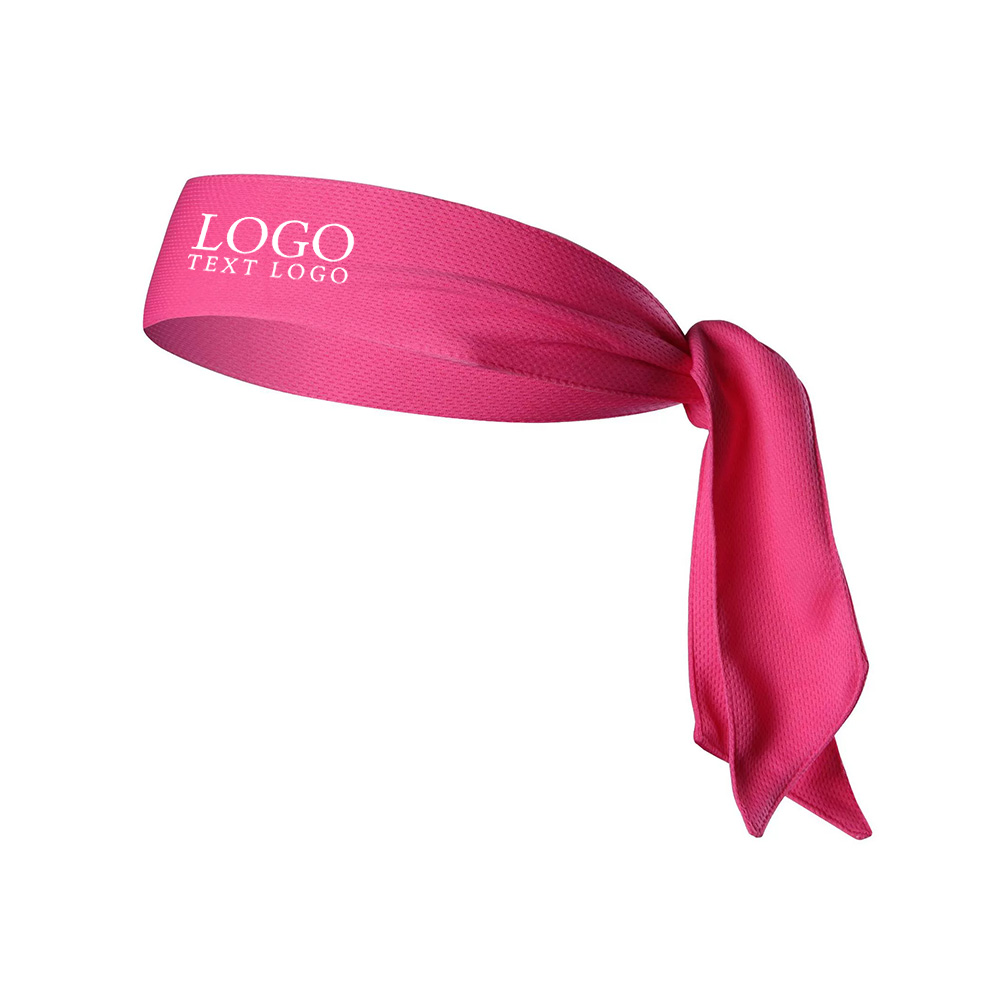 Mesh Long Strap Sports Headband Pink with Logo
