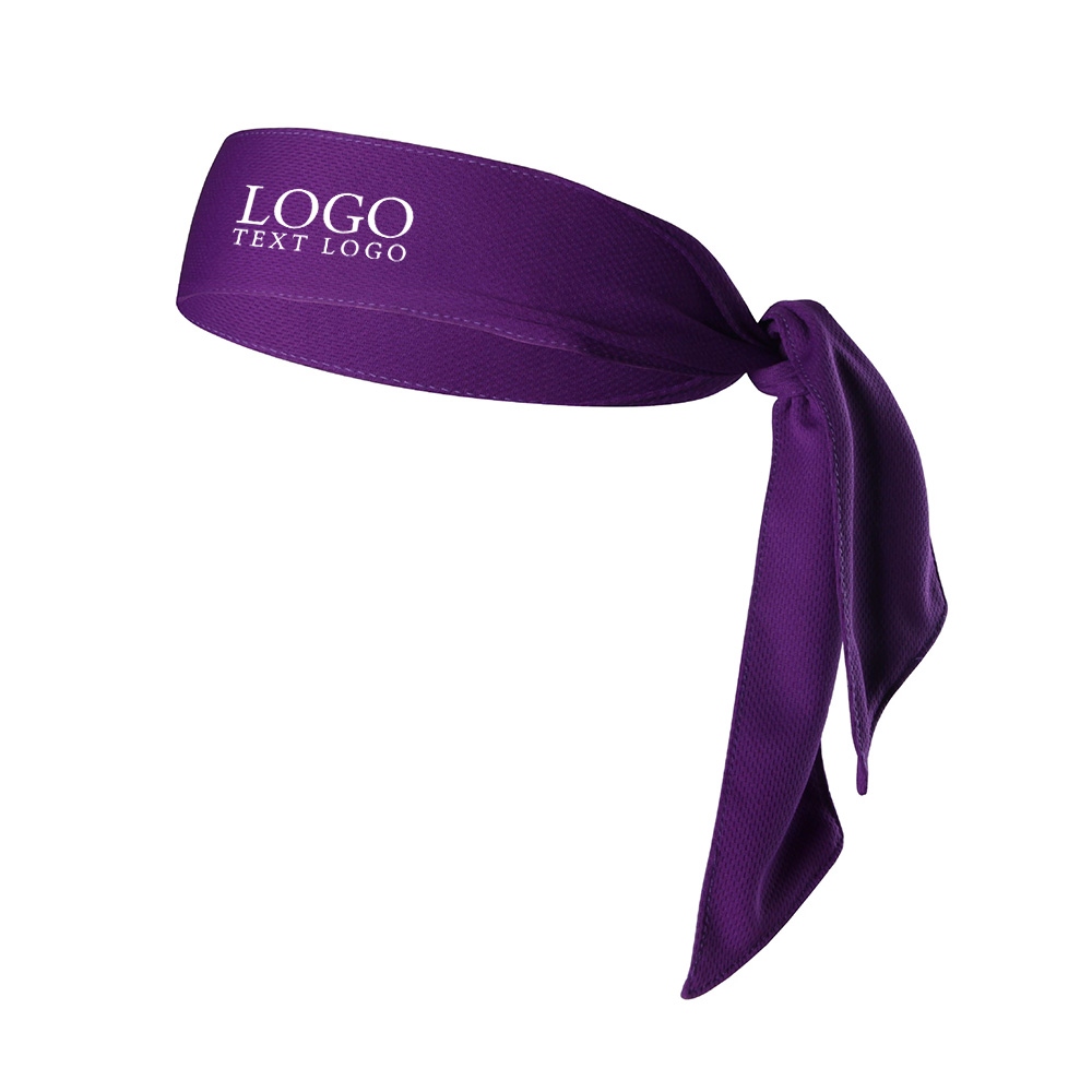 Mesh Long Strap Sports Headband Purple with Logo