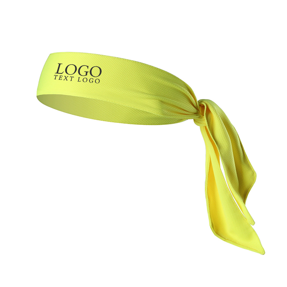 Mesh Long Strap Sports Headband Yellow with Logo