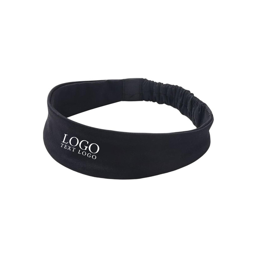 Yoga Wide Band Sports Headband Black with Logo