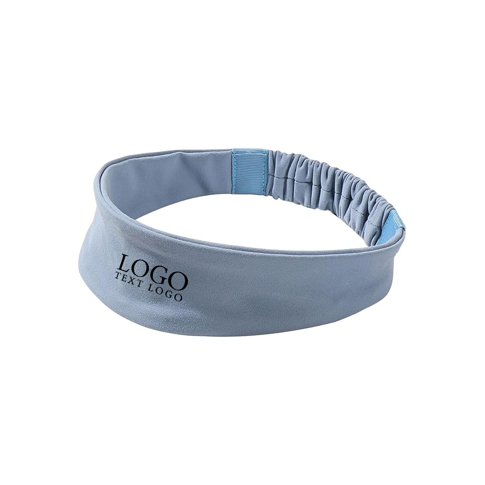 Yoga Wide Band Sports Headband Blue with Logo