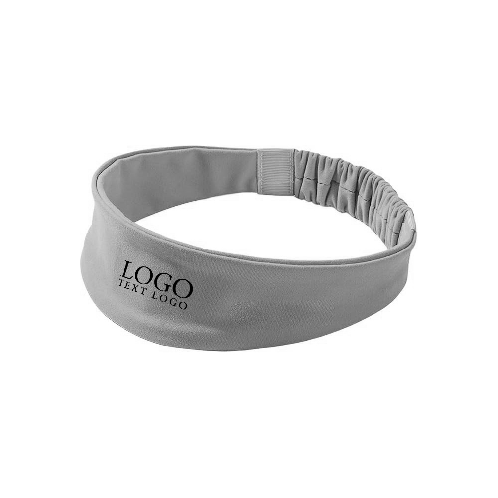Yoga Wide Band Sports Headband Gray with Logo