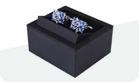 velour box of customized cufflinks