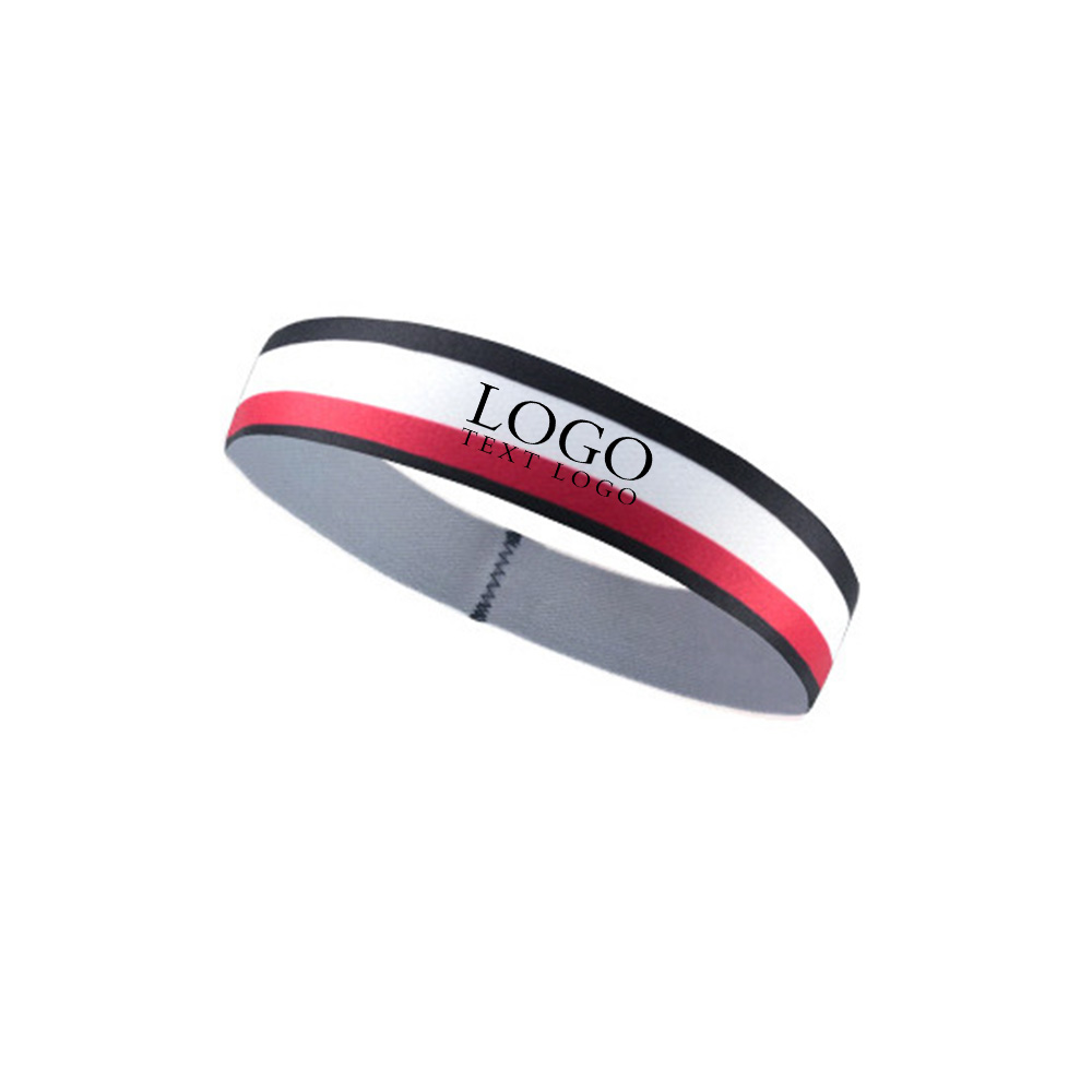 Basketball Running Sweatband Headband Black Red and White with Logo